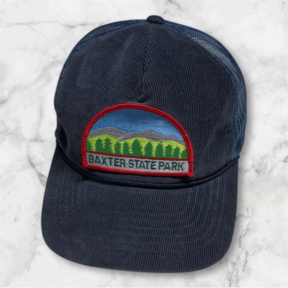 Baxter State Park Navy corduroy Blue Cap adjustable trucker hat